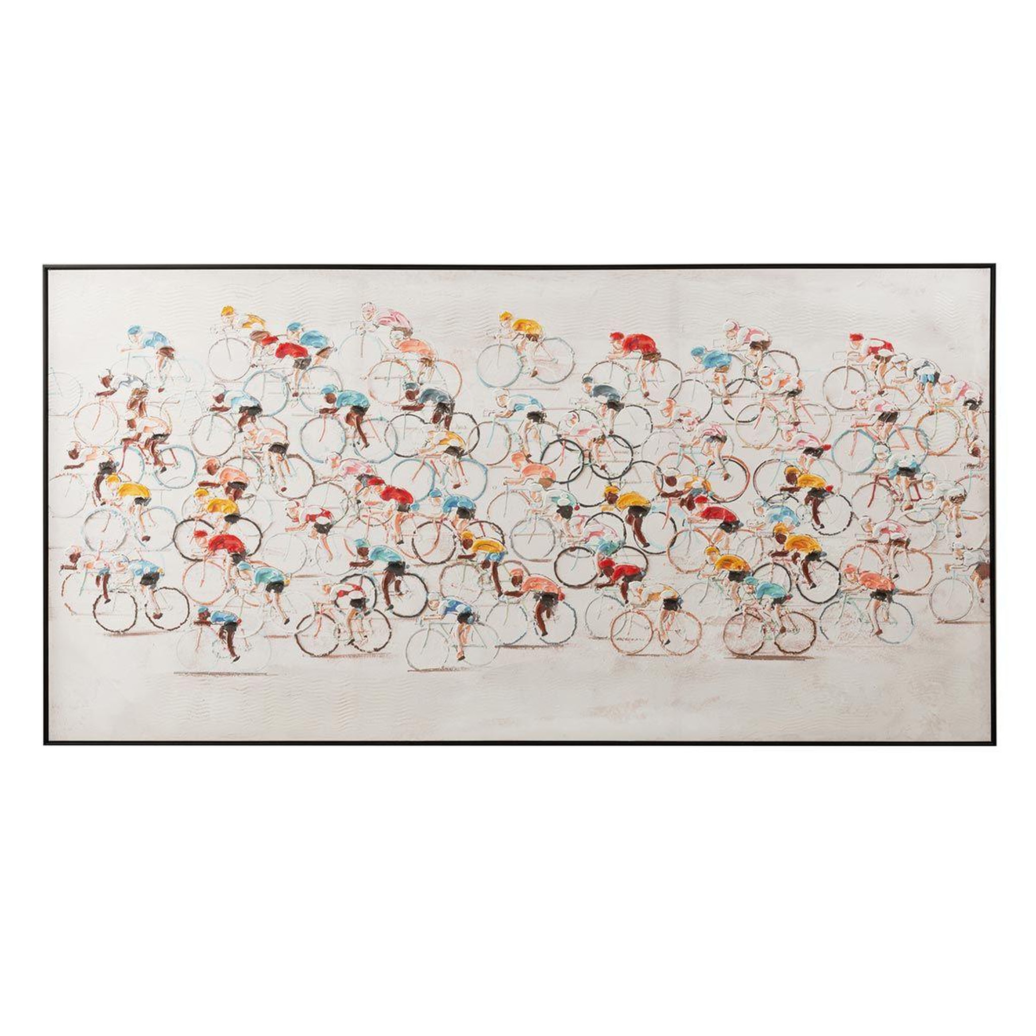 J-LINE Tableau peinture déco  cyclistes  100x180cm multicolore