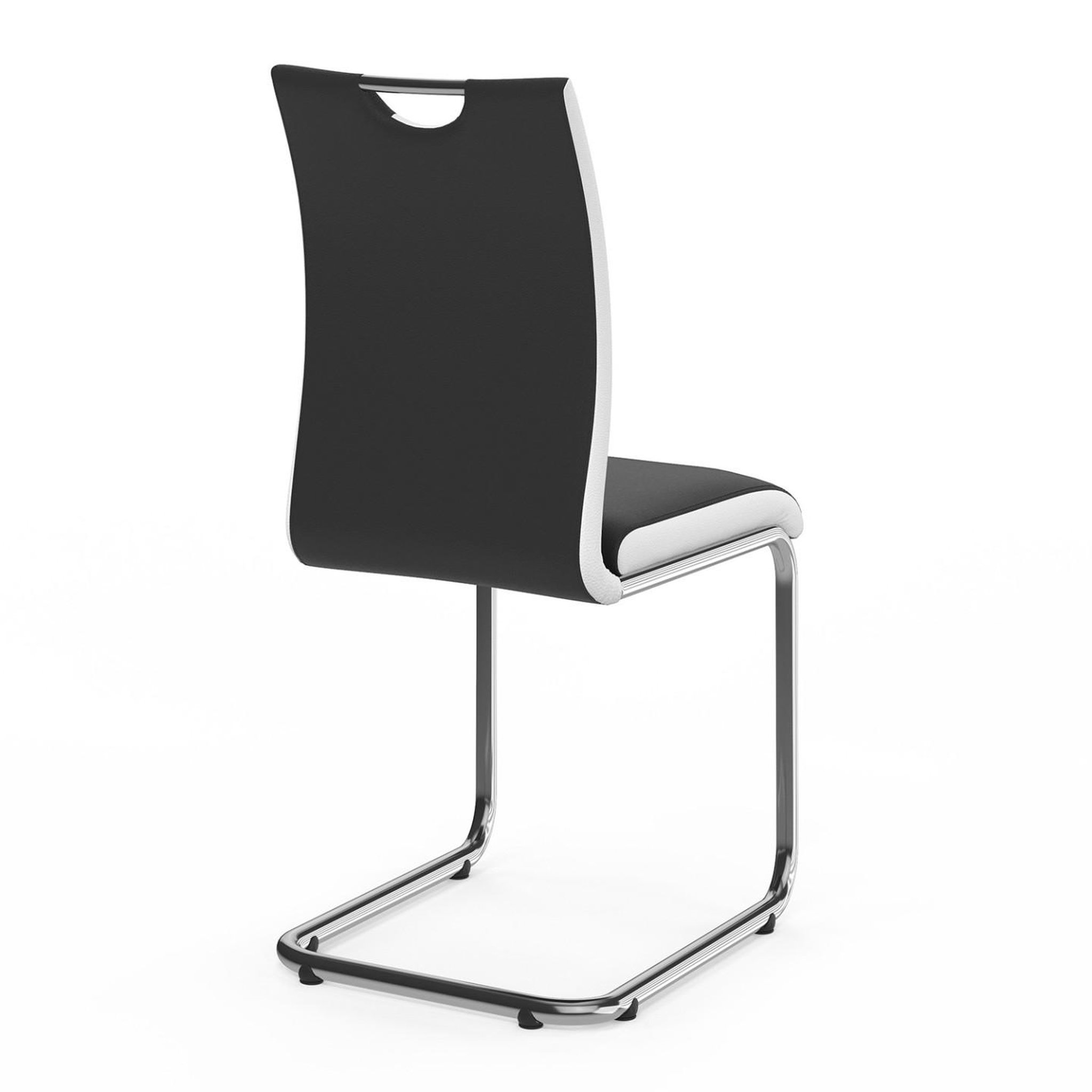 Voir la diapositive 5 : ID MARKET Lot de 4 chaises pia noires et blanches pour salle à manger