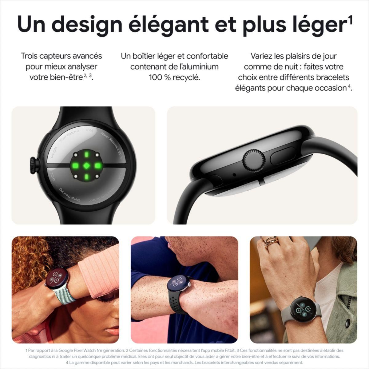 GOOGLE Montre connectée Pixel Watch 2 Noir Mat/Bracelet Noir 4G