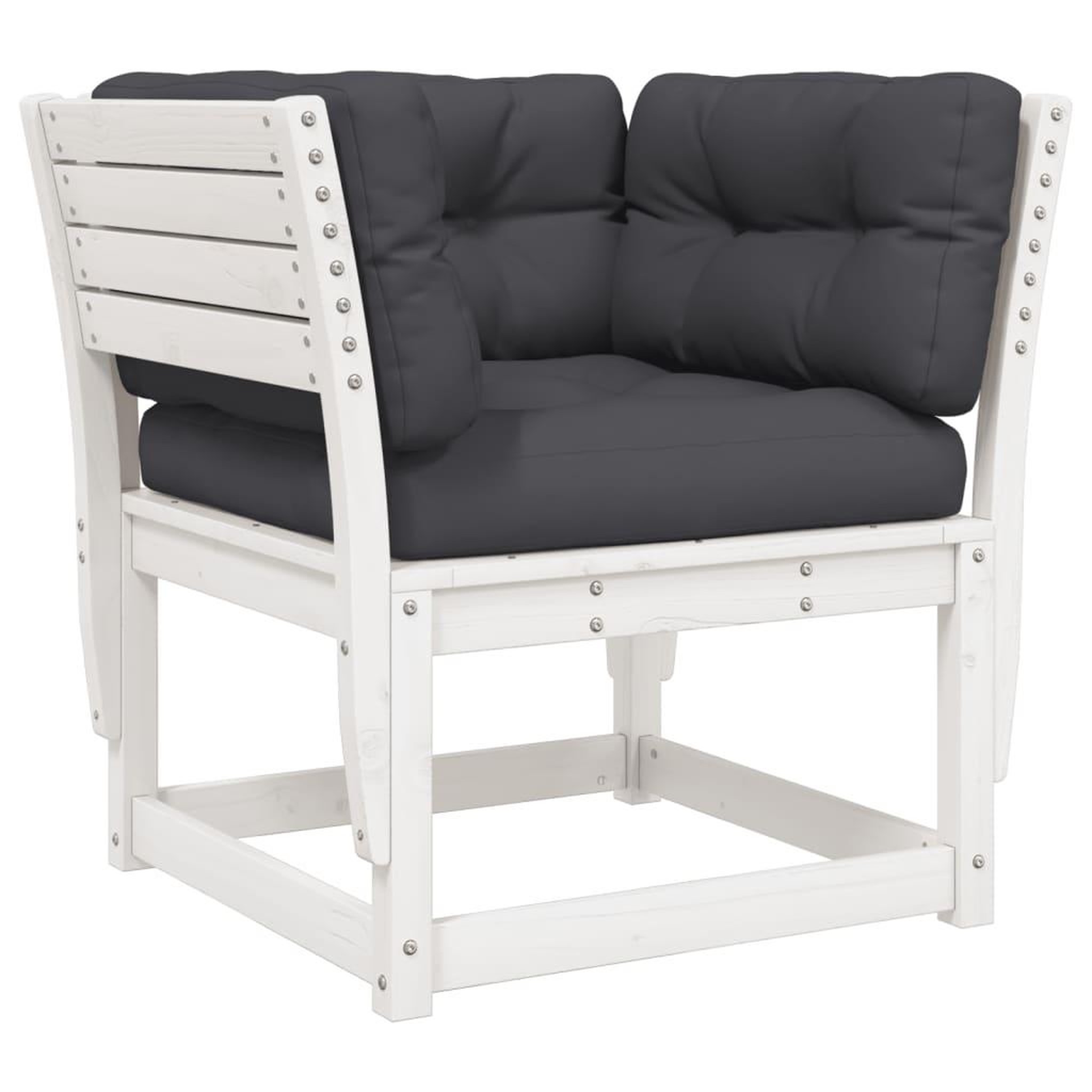 Voir la diapositive 3 : VIDAXL Salon de jardin avec coussins 8 pcs blanc bois de pin massif