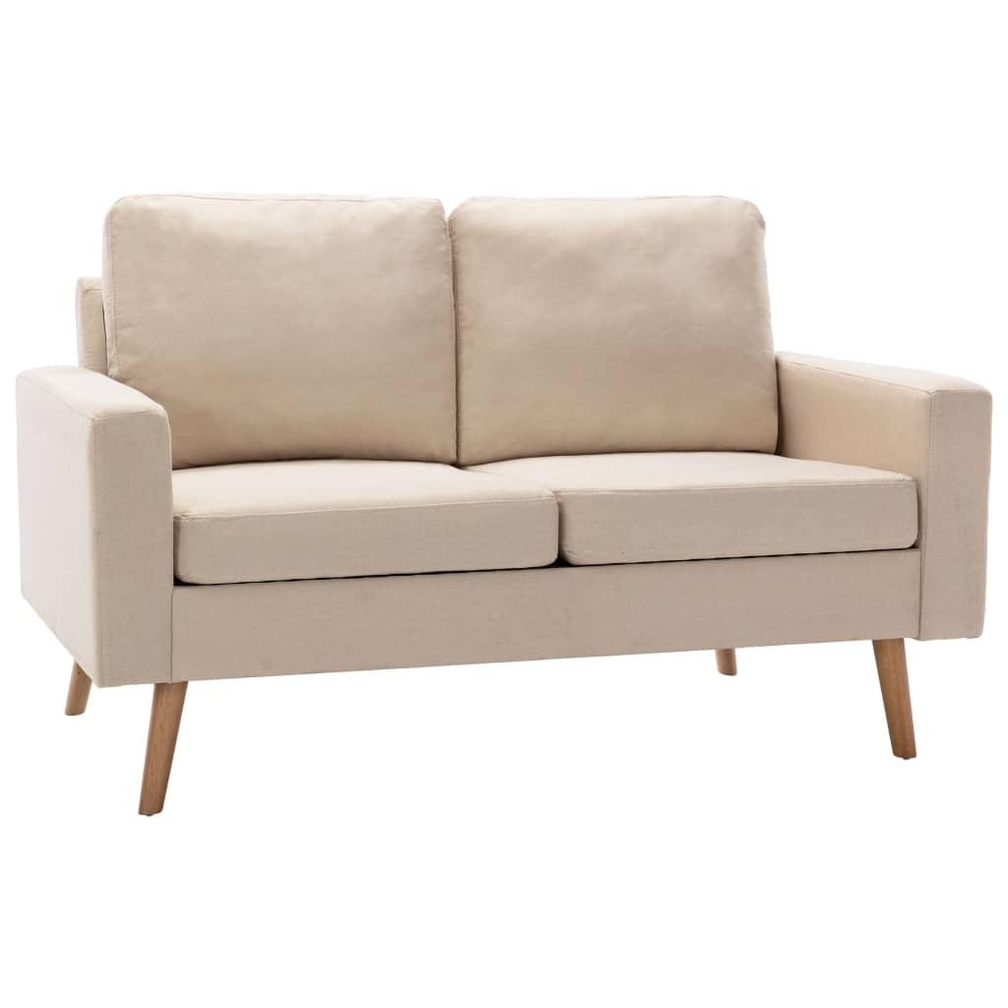 Voir la diapositive 2 : VIDAXL Canape a 2 places Creme Tissu