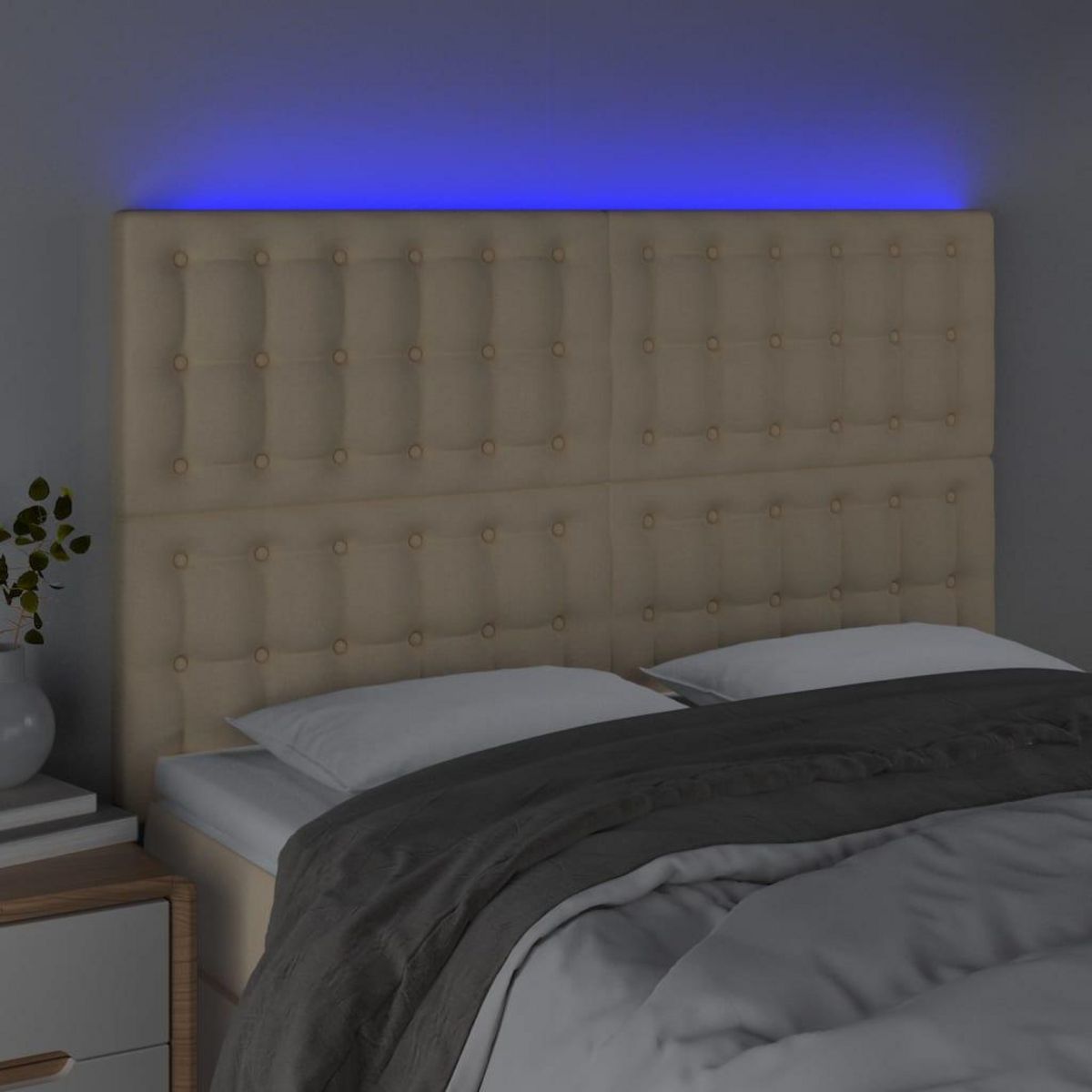 VIDAXL Tete de lit a LED Creme 144x5x118/128 cm Tissu