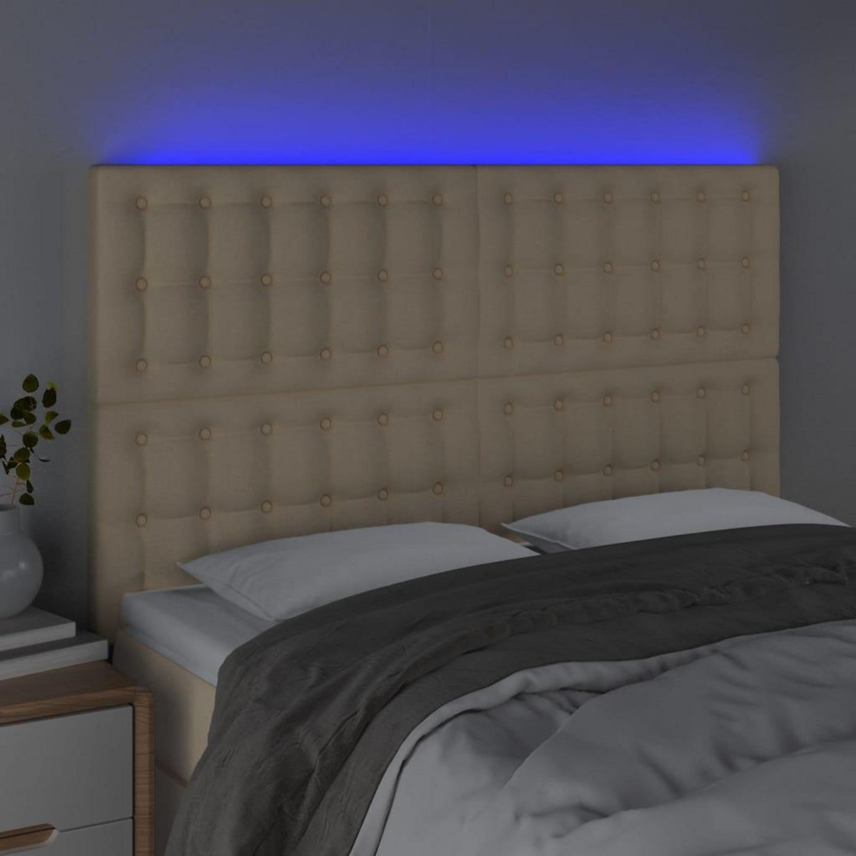 VIDAXL Tete de lit a LED Creme 144x5x118/128 cm Tissu