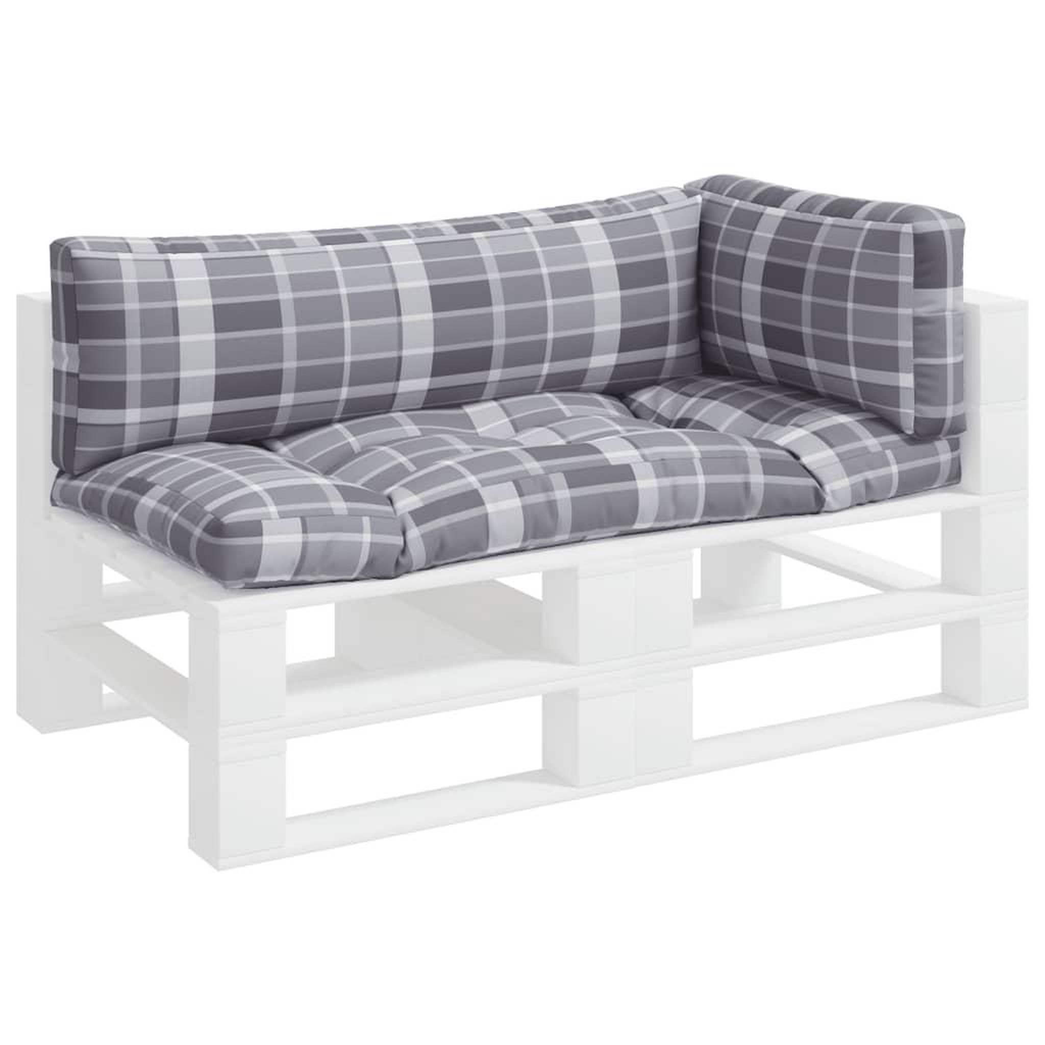 Voir la diapositive 3 : VIDAXL Coussins de palette lot de 3 motif a carreaux gris tissu