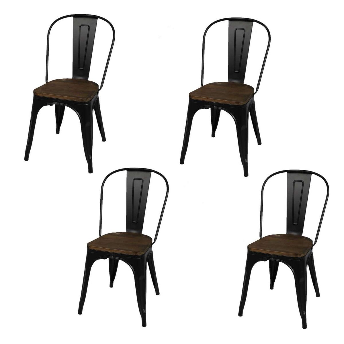 DIVERS Lot de 4 chaises vintage Liv H84 cm - Noir