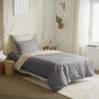 Voir la diapositive 1 : COTON PUR Pack complet 4 pièces Taupe/Lin réversible housse de couette pour lit 90 x 190 cm