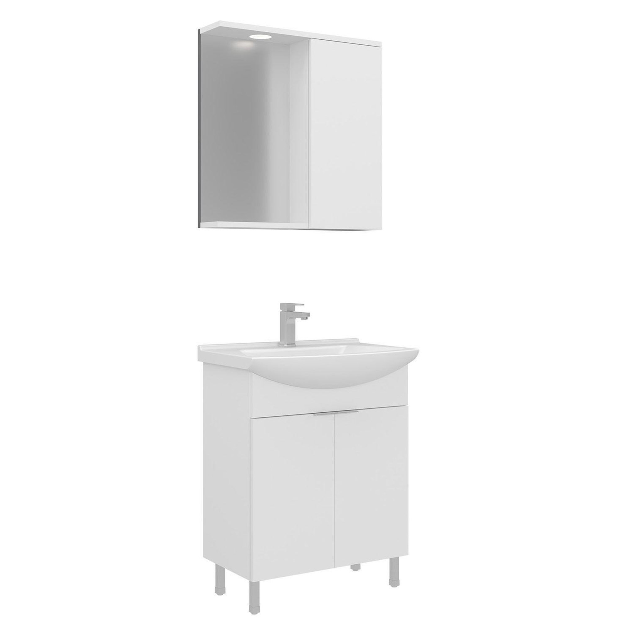 Habitat et Jardin Meuble avec simple vasque et miroir  Purus 65  - 65 x 50 x 83 cm - White