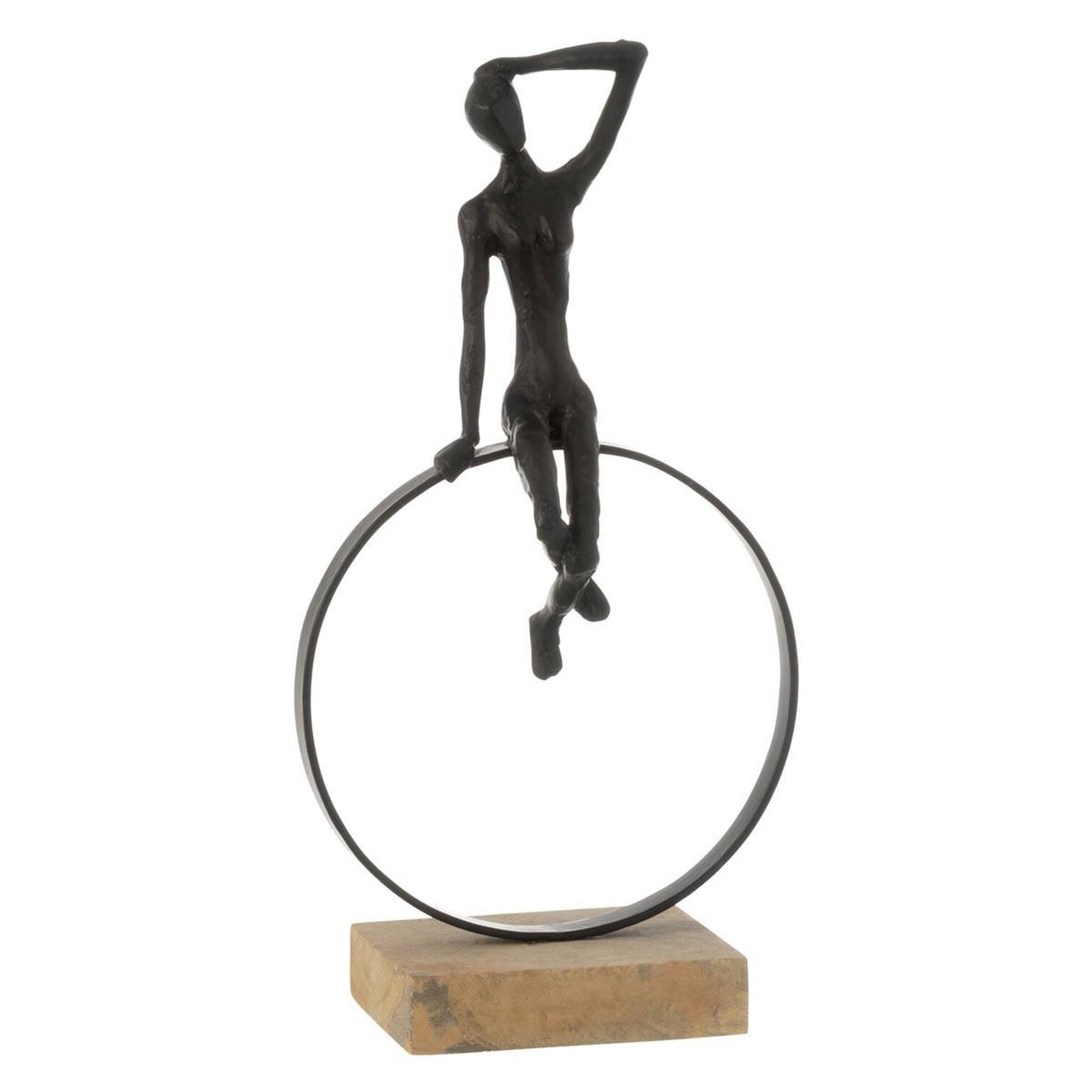 J-LINE Statuette déco homme  anneau  40cm noir