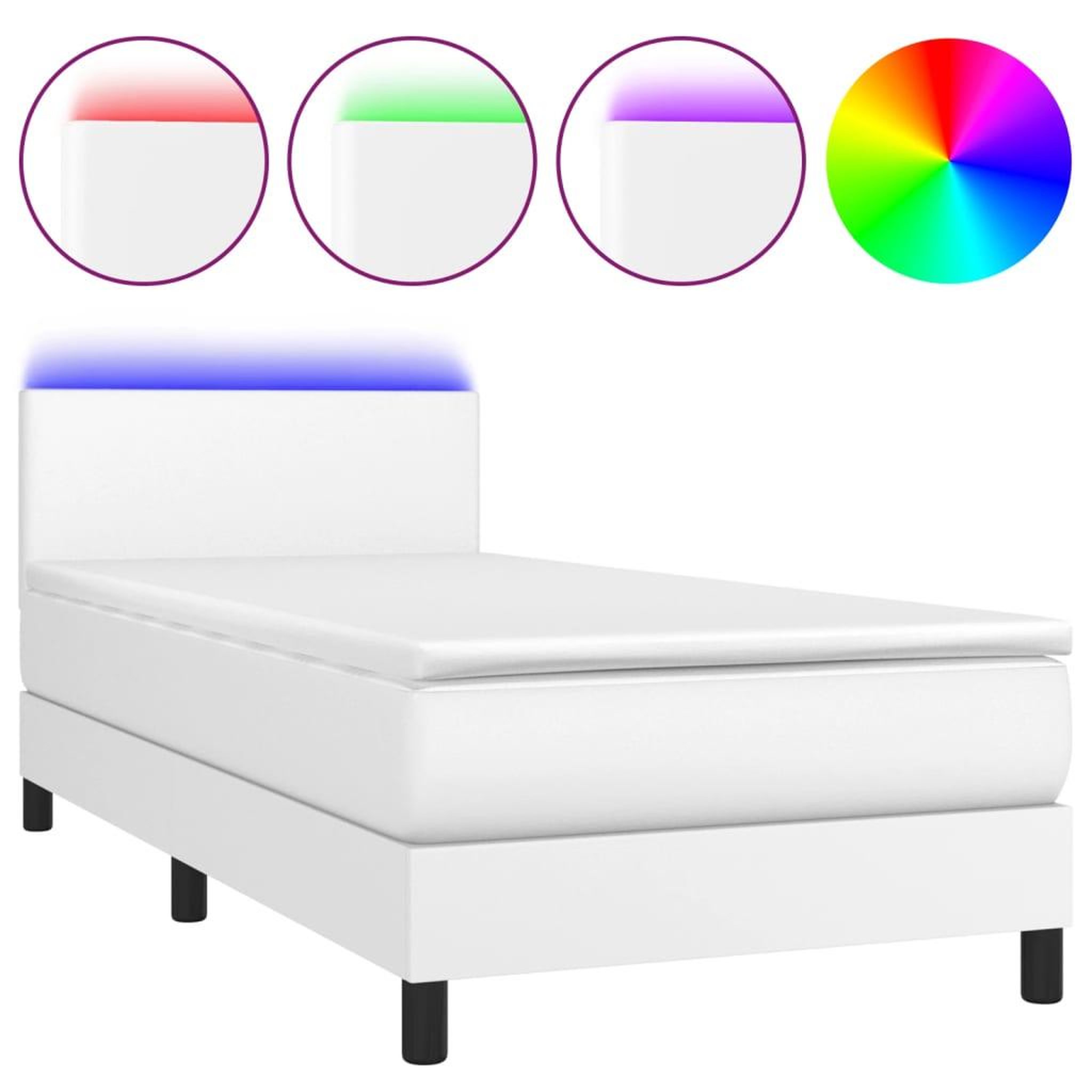 Voir la diapositive 2 : VIDAXL Sommier a lattes de lit avec matelas et LED Blanc 80x200cm