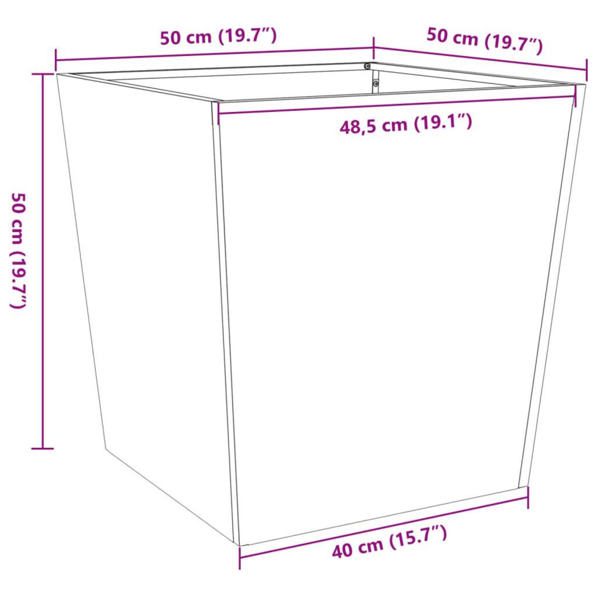 VIDAXL Jardiniere blanc 50x50x50 cm acier