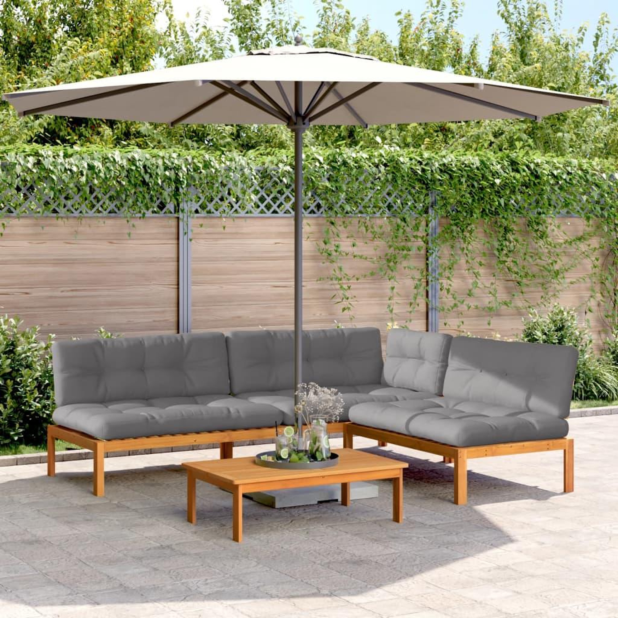 Voir la diapositive 1 : VIDAXL Salon palette de jardin avec coussins 4pcs bois d'acacia massif
