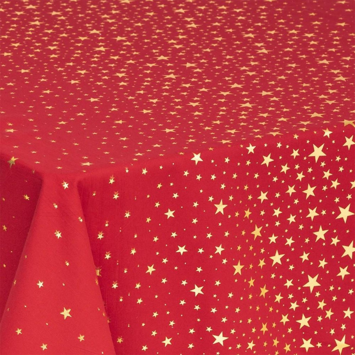 ATMOSPHERA Nappe 140x240 cm Etoiles rouge et or coton
