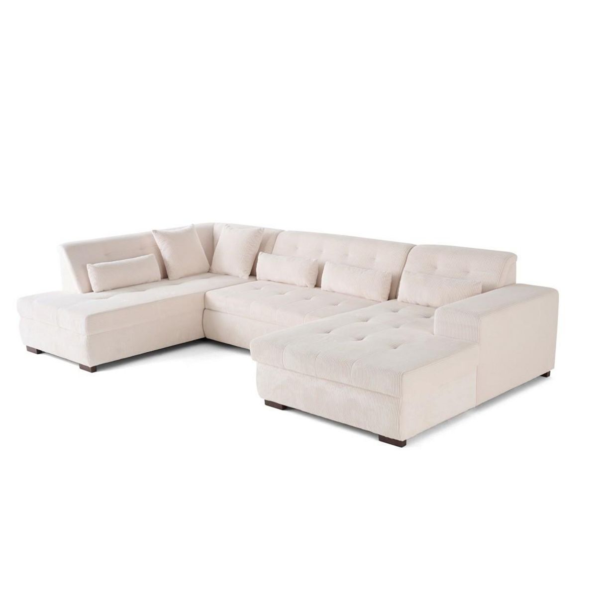 LISA DESIGN Vermont - canapé panoramique d'angle gauche - 7 places - en velours côtelé