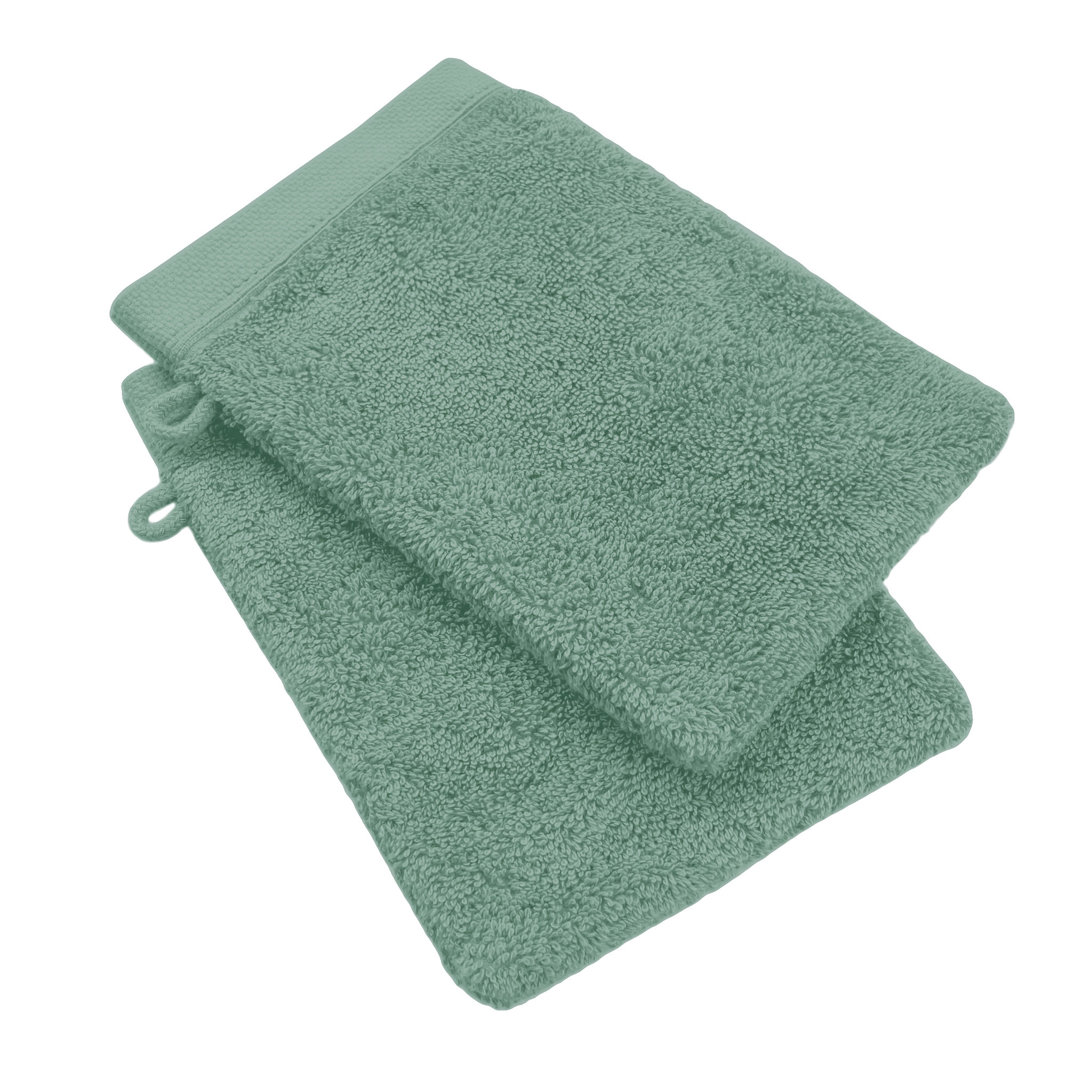 Voir la diapositive 1 : Lot de 2 gants de toilette uni en coton 600 g/m²