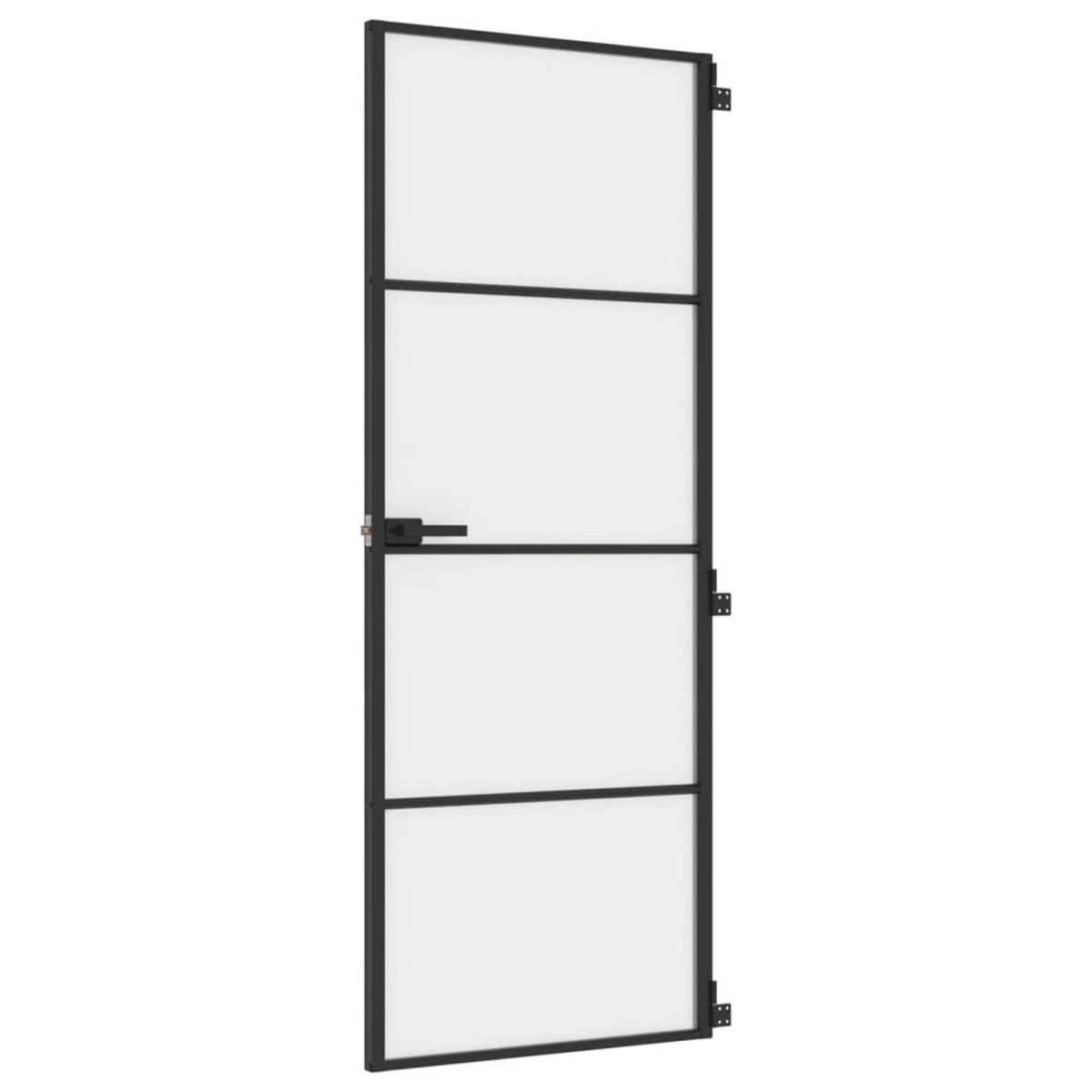VIDAXL Porte interieure mince noir 76x201,5 cm verre trempe aluminium