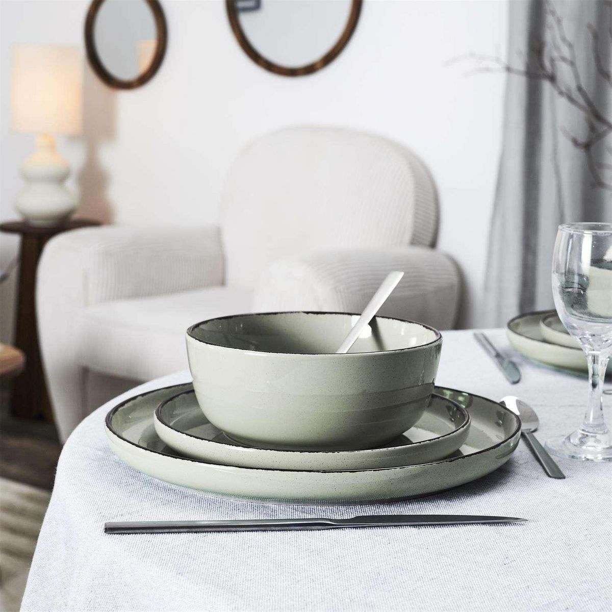 The Home Deco Factory Service vaiselle 12 pièces AU GRES DU TEMPS