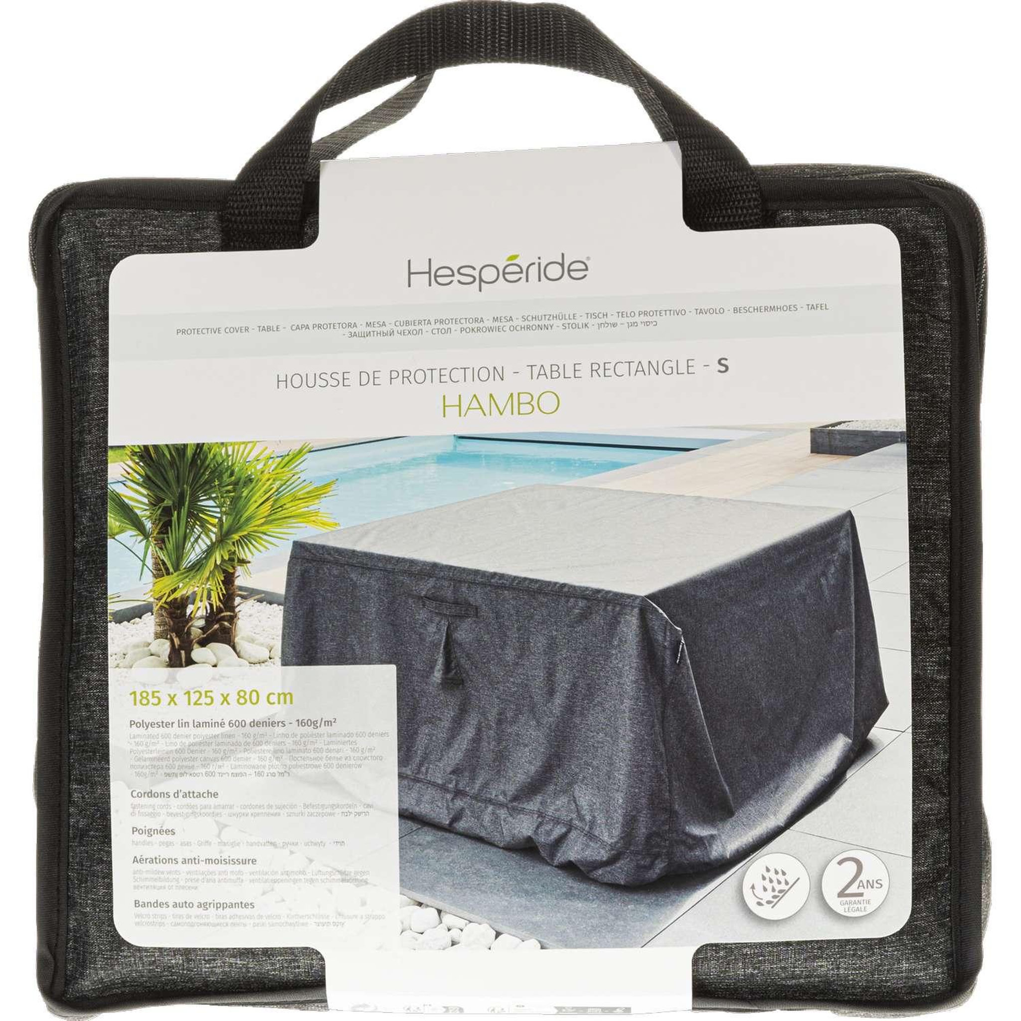 Voir la diapositive 2 : HESPERIDE Housse de table rectangulaire s - 185 x 125 x 80 cm - gris foncé