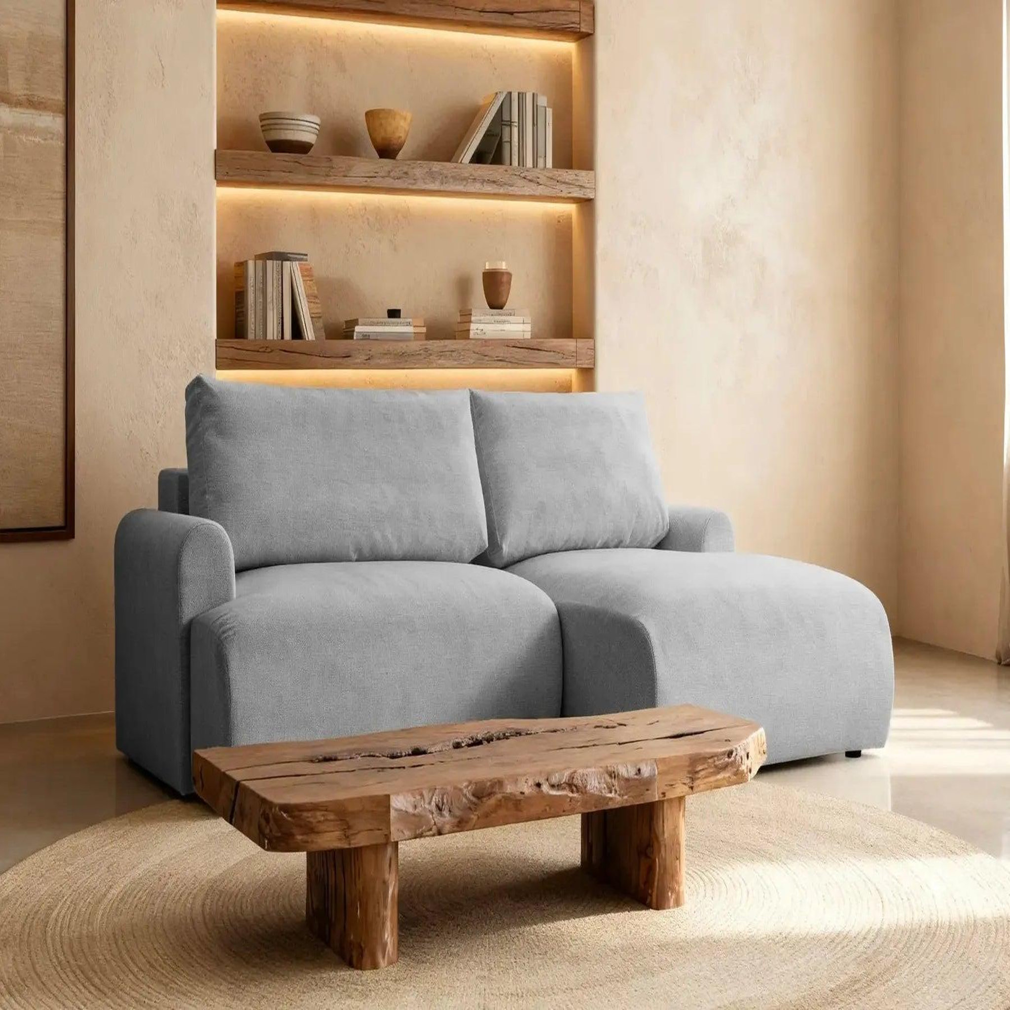Voir la diapositive 2 : CASANOVA PARIS Raphaelle - canapé d'angle convertible tissu lisse 4 places droit