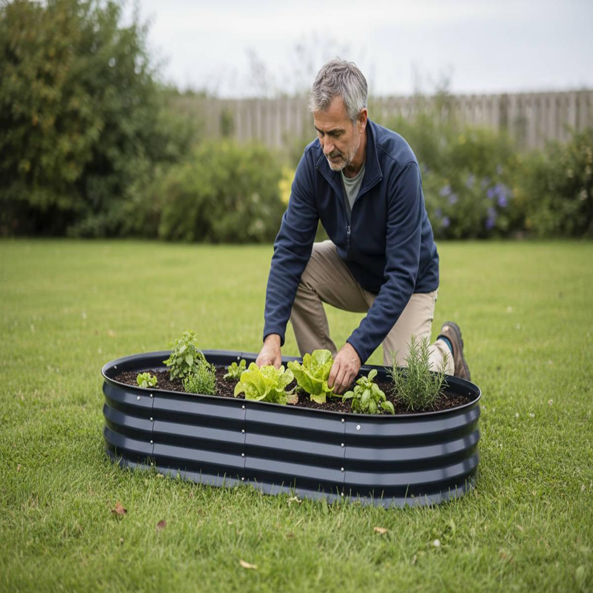 ESSCHERT DESIGN Carré potager au sol anthracite s - esschert design