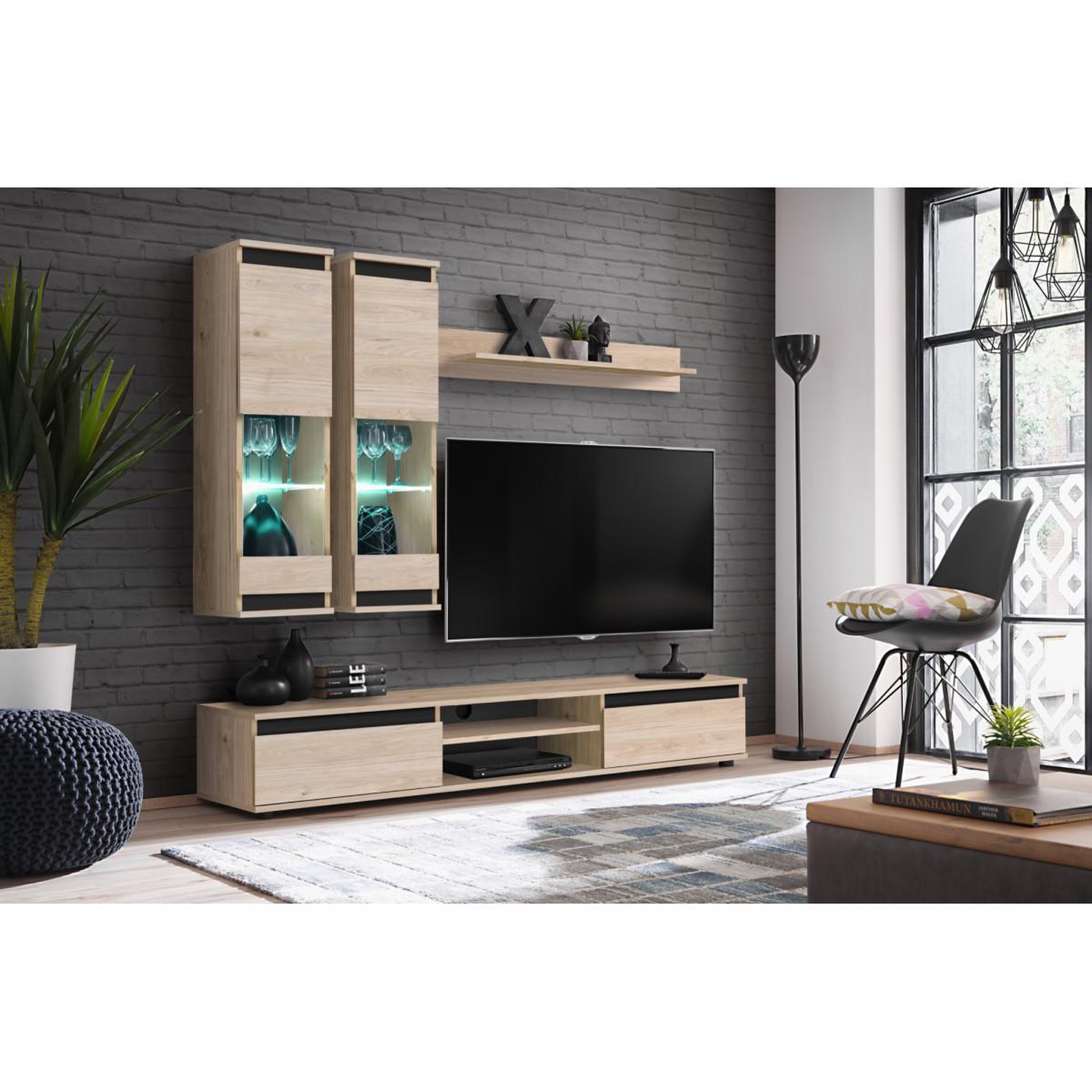 Voir la diapositive 2 : Paris Prix Ensemble meuble tv 4p  modo  175cm naturel