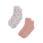  X2 Paires de Chaussettes Antidérapantes Gris/Rose Femme Casa Socks GC4. Coloris disponibles : Gris