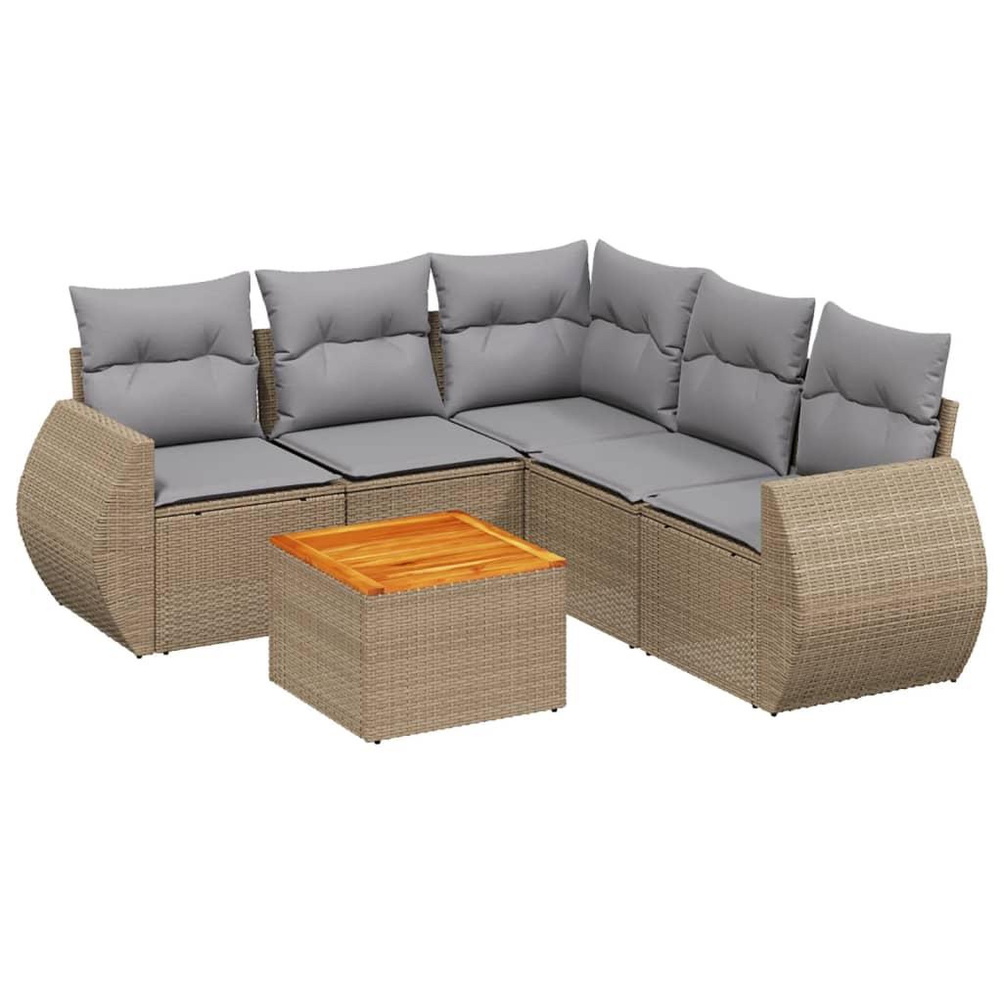 Voir la diapositive 2 : VIDAXL Salon de jardin avec coussins 6 pcs beige resine tressee