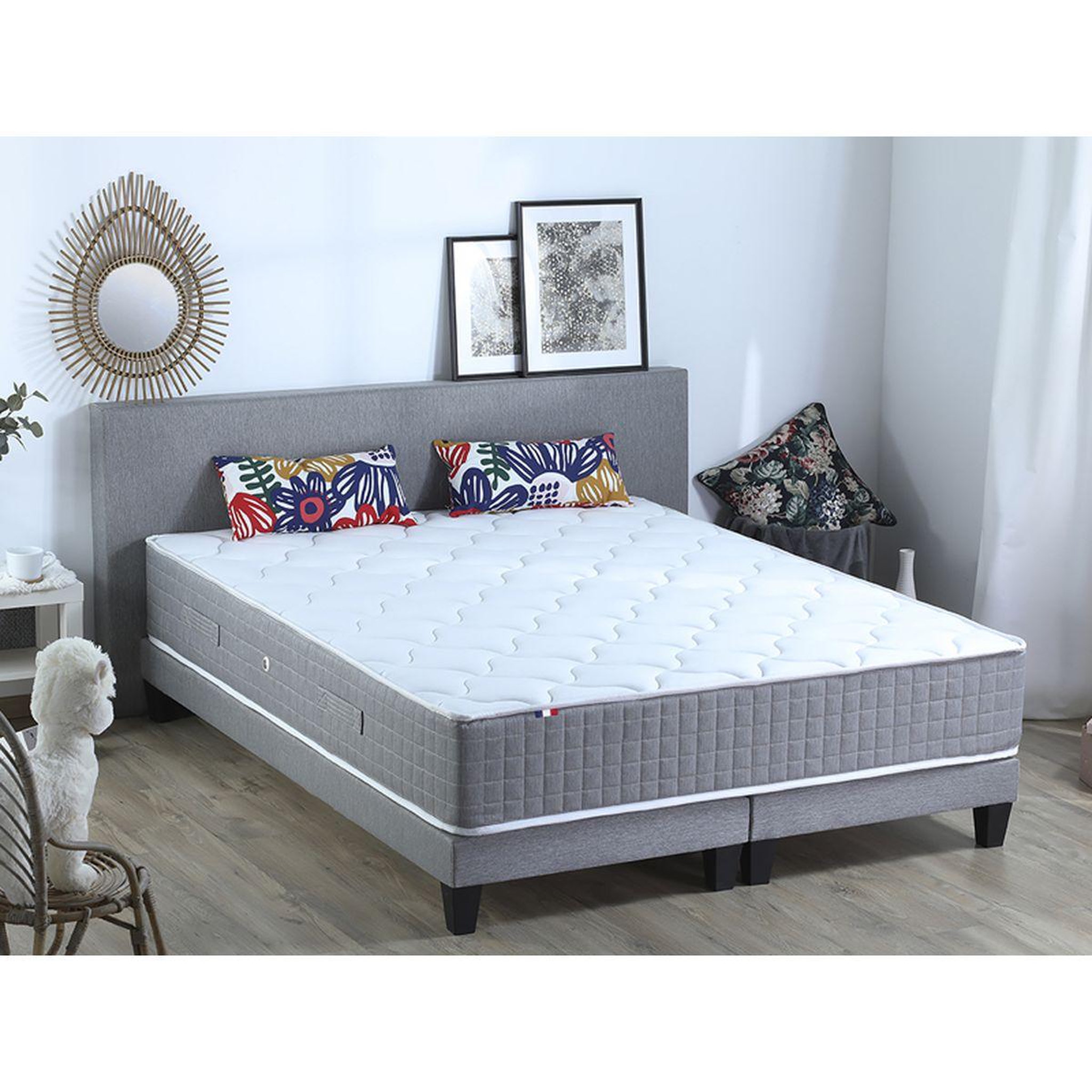 Voir la diapositive 1 : Ensemble Matelas Ressort 7 zones  + Sommier 2 x 80 x 200 cm MAX