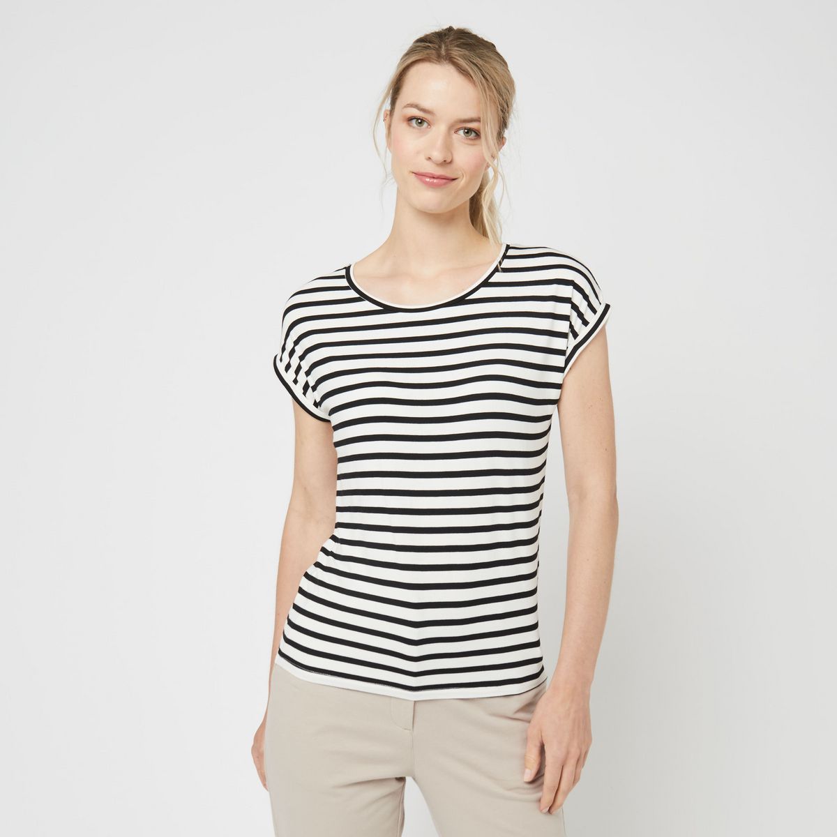 INEXTENSO T-shirt manche courte écru uni femme