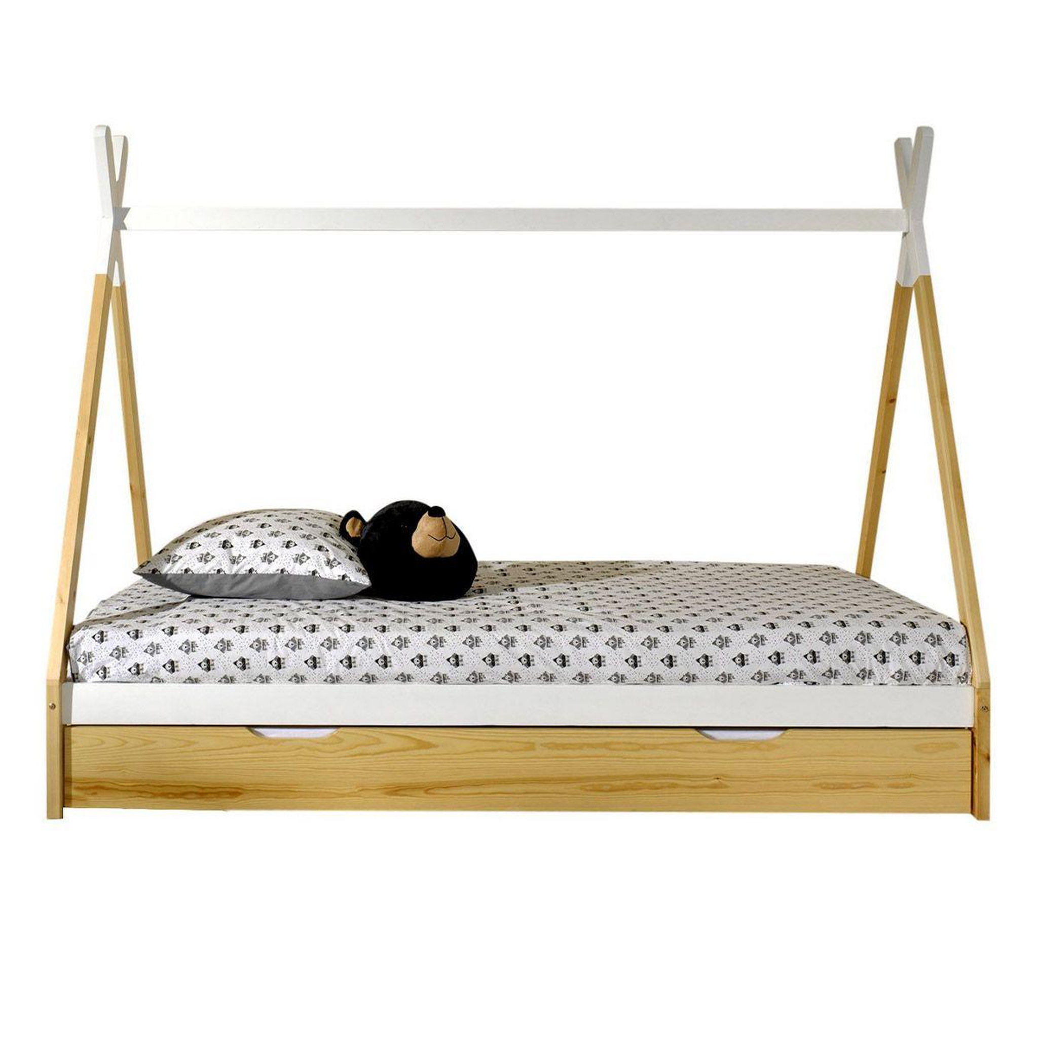 Voir la diapositive 2 : Paris Prix Pack - lit enfant & tiroir  tipi  90x200cm blanc & naturel