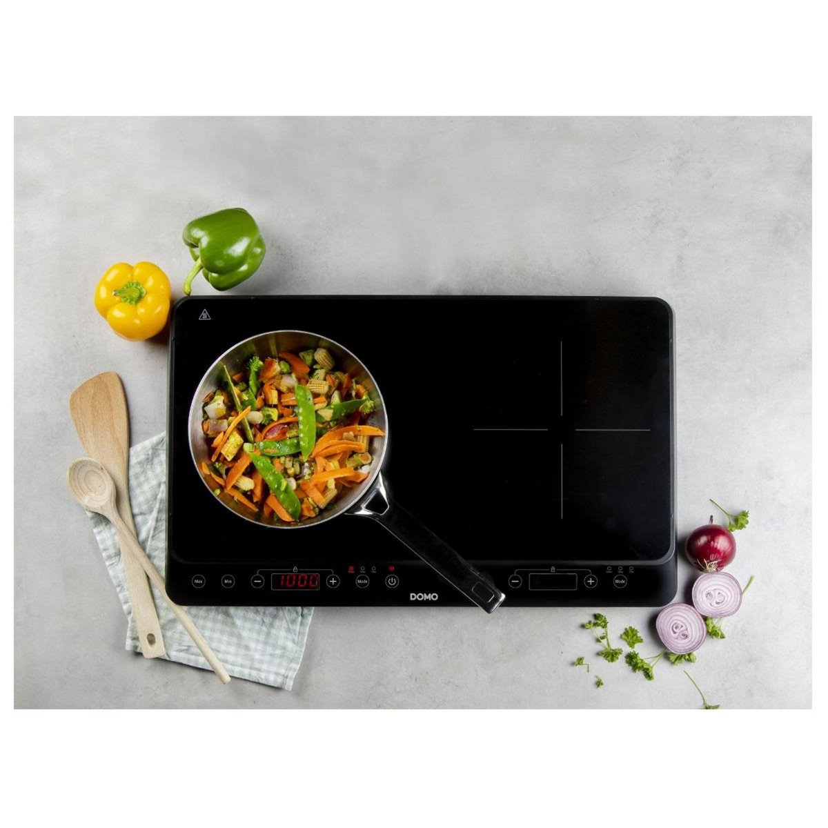 Domo Table de cuisson induction posable 2 feux 3500w noir - DO338IP