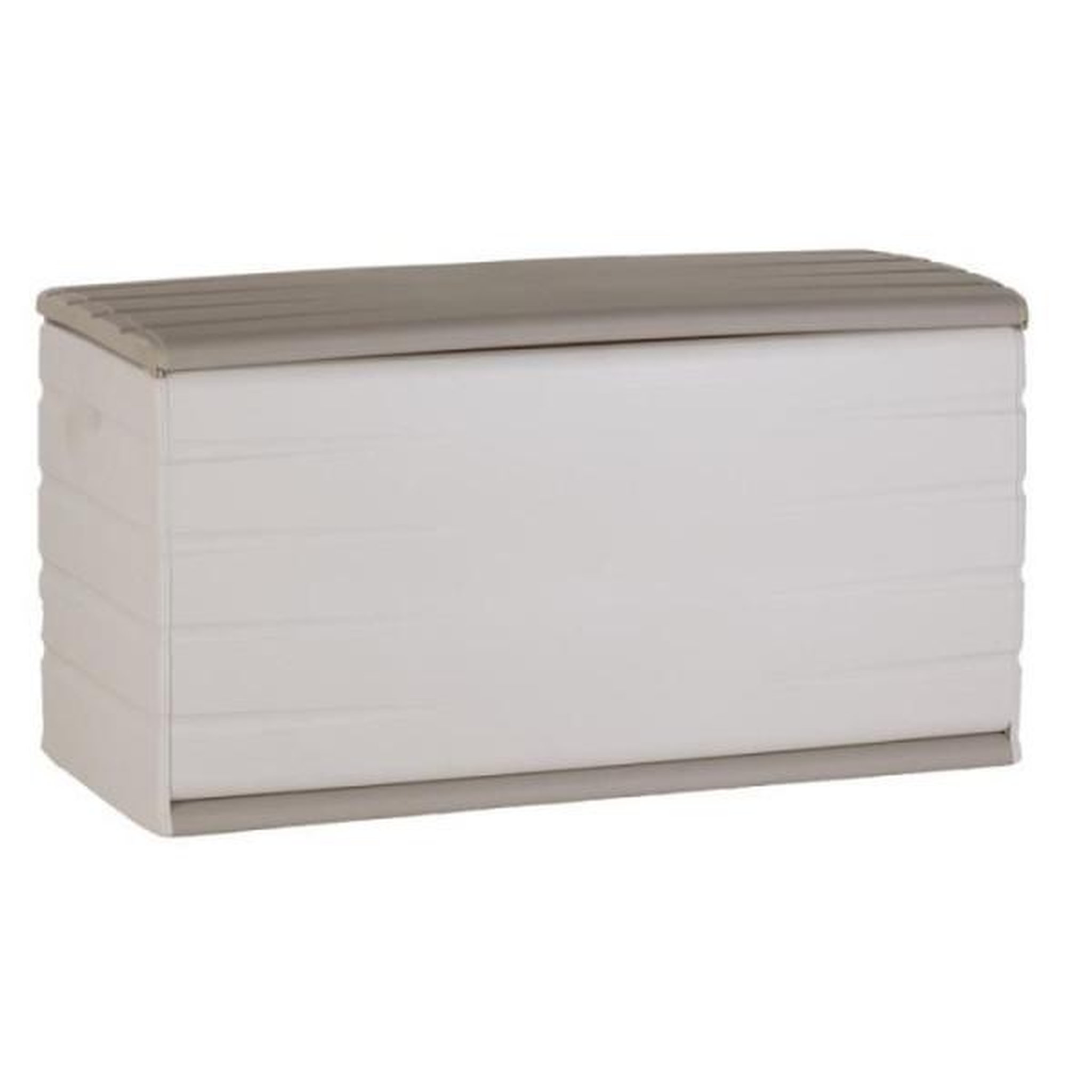 PLASTIKEN PLASTIKEN Coffre 350L Intérieur/Extérieur Fonctionnel et Esthétique Cadenassable avec Roulettes Beige