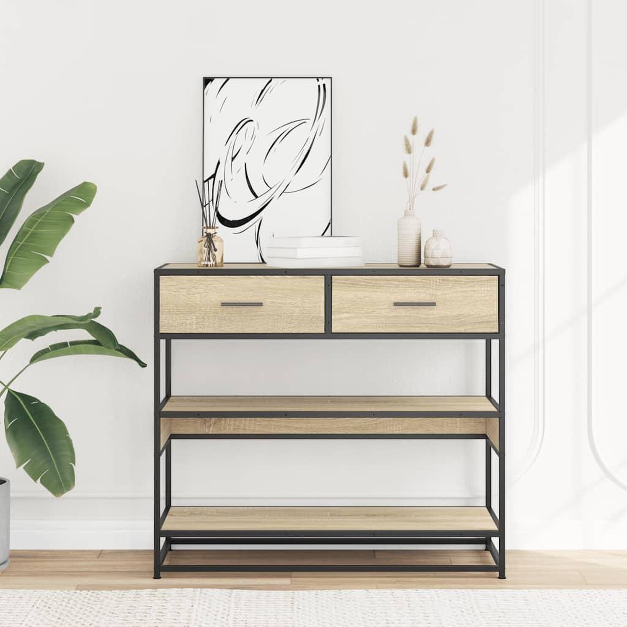 Voir la diapositive 3 : VIDAXL Table console chene sonoma 90x35x80 cm bois d'ingenierie