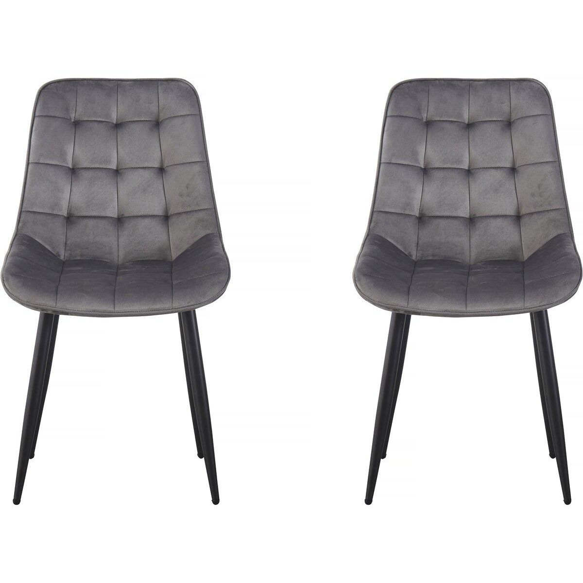 Habitat et Jardin Lot de 2 chaises  Victoria  en velours - Gris