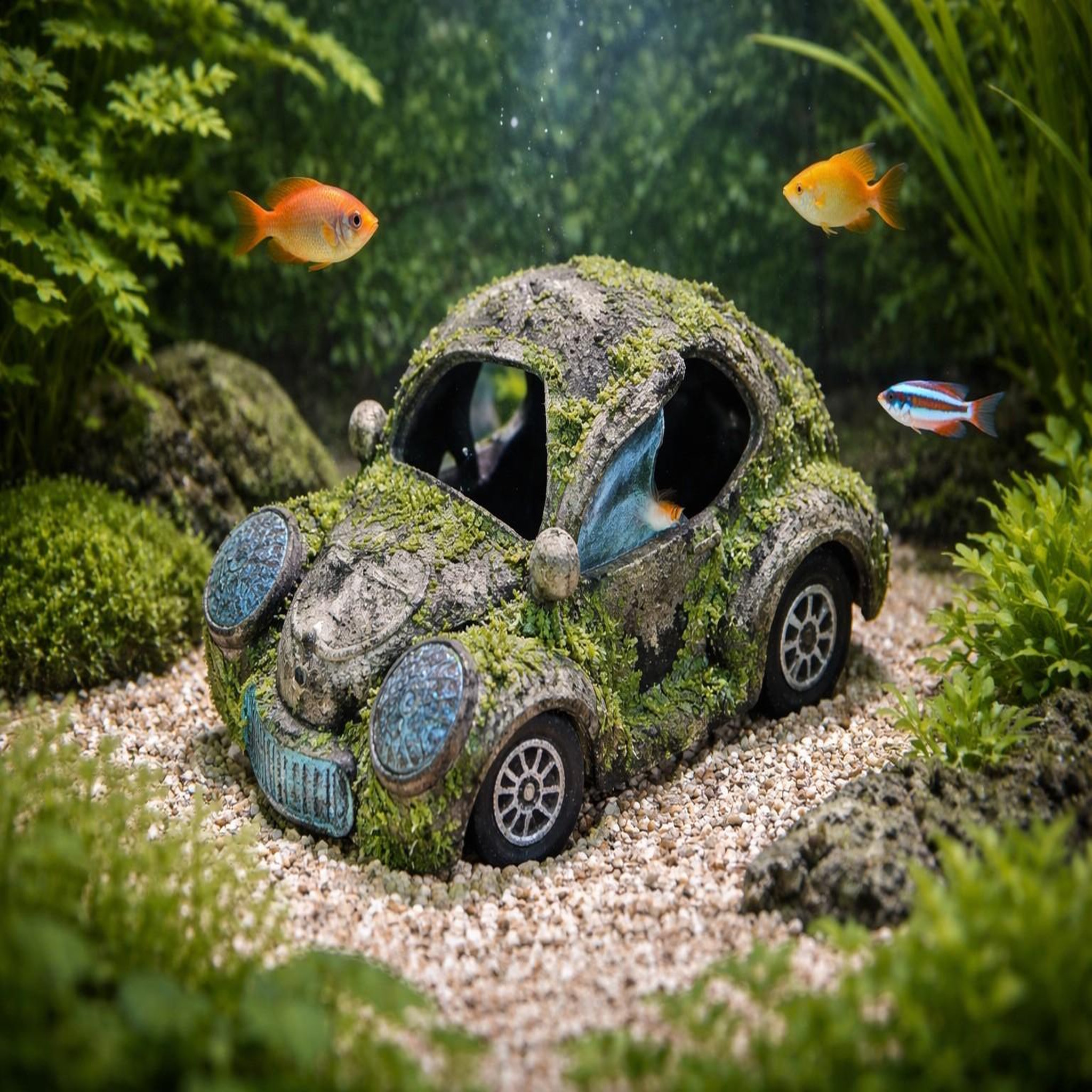 Voir la diapositive 2 : Eden Décoration aquarium voiture scarabée cachette effet mousse