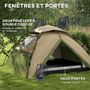 Voir la diapositive 6 : OUTSUNNY Tente de camping familiale 3-4 pers. tente dôme étanche 2000 mm sac de transport vert marron