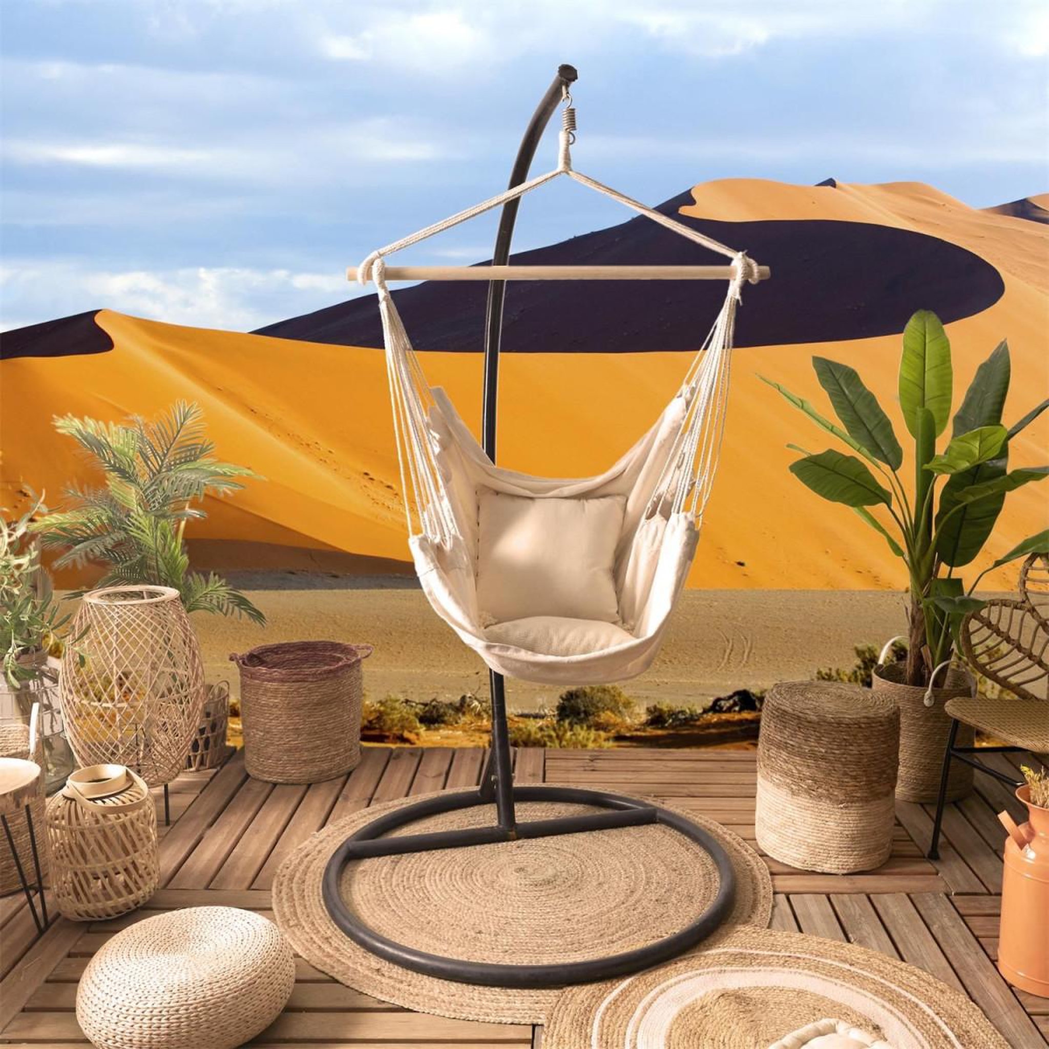 Voir la diapositive 6 : The Home Deco Factory Balancelle design  sumatra  125cm beige
