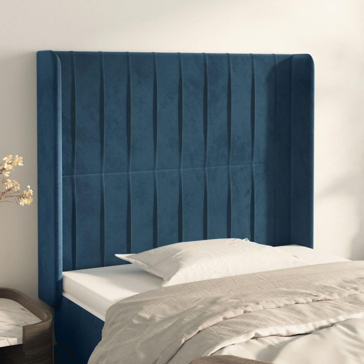 VIDAXL Tete de lit avec oreilles Bleu fonce 103x16x118/128 cm Velours