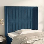 VIDAXL Tete de lit avec oreilles Bleu fonce 103x16x118/128 cm Velours