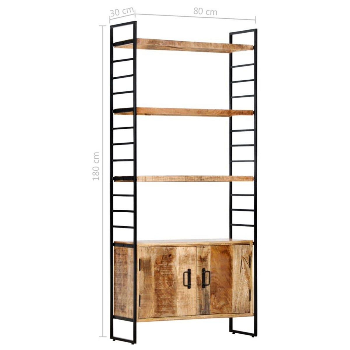 VIDAXL Bibliotheque a 4 niveaux 80x30x180 cm Bois de manguier brut