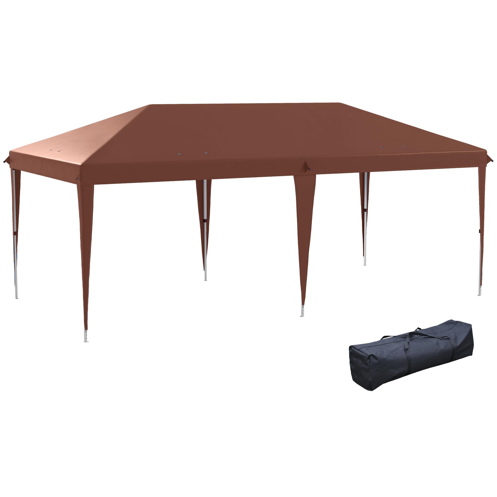 OUTSUNNY Tonnelle barnum de jardin pop-up pliant 5,85L x 2,95l x 2,7H m sac inclus acier époxy oxford haute densité marron