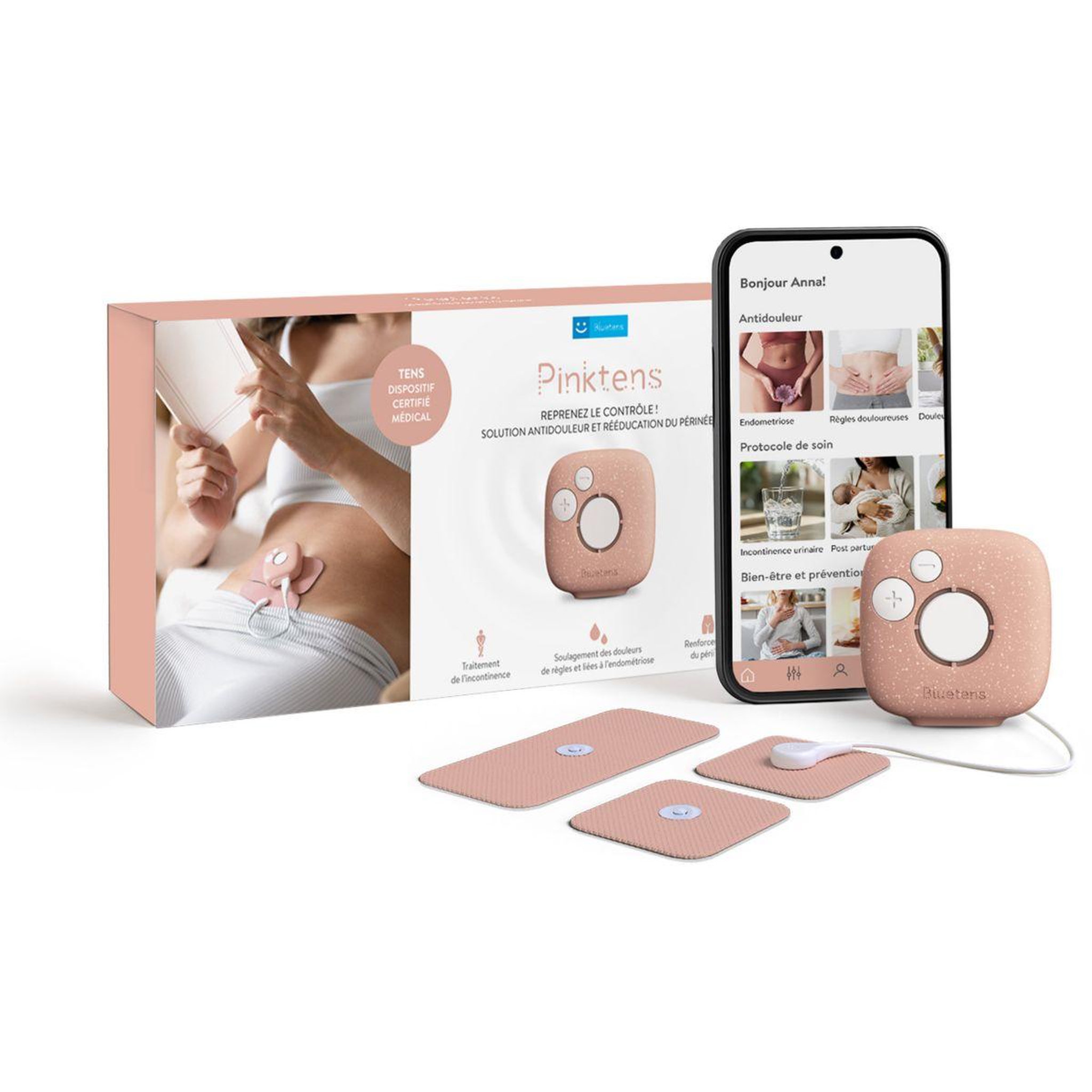 Bluetens Appareil électrostimulation Pinktens Electrostimulation et Kegel guidés