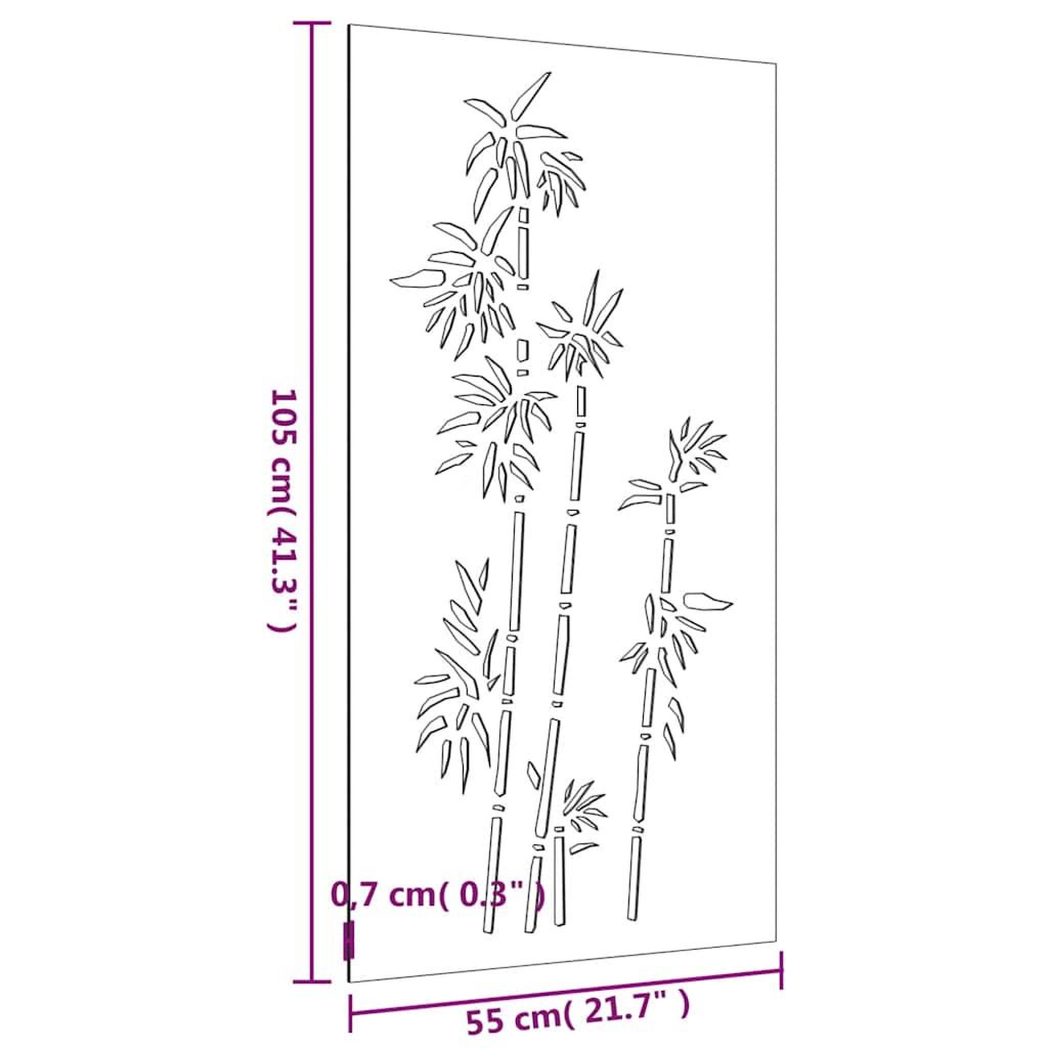 Voir la diapositive 6 : VIDAXL Decoration murale jardin 105x55 cm acier corten design bambou