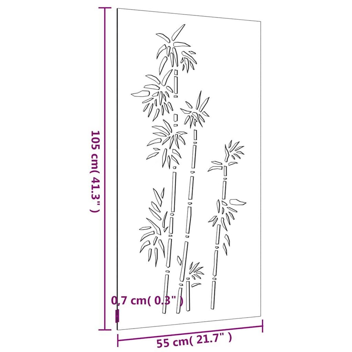 VIDAXL Decoration murale jardin 105x55 cm acier corten design bambou