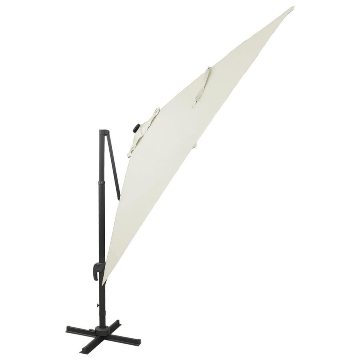 VIDAXL Parasol de jardin en porte-a-faux et mat et lumieres LED sable