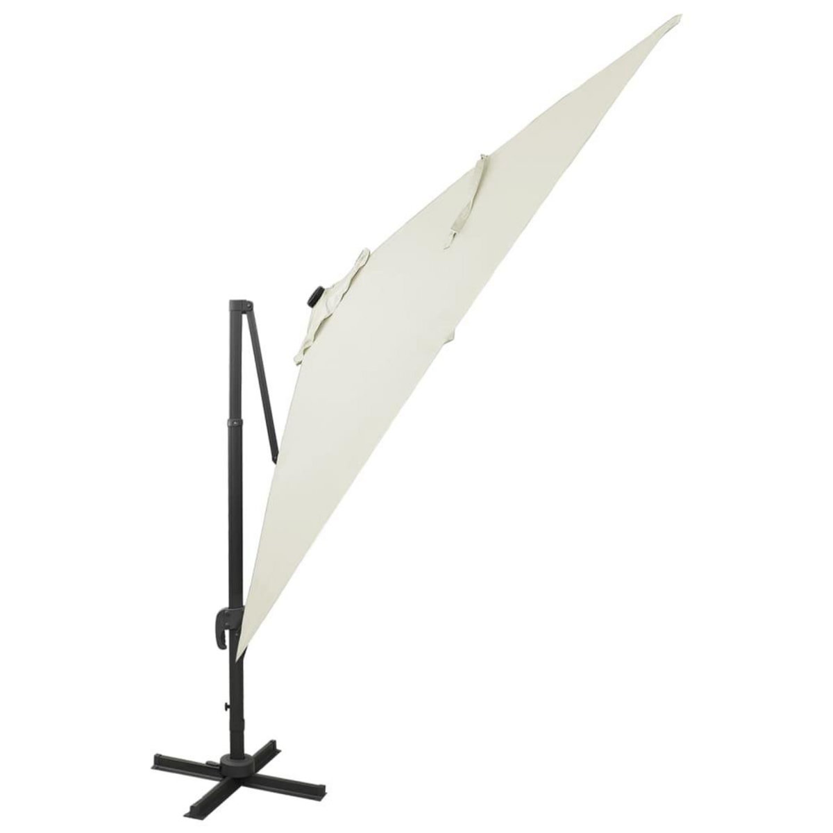 VIDAXL Parasol de jardin en porte-a-faux et mat et lumieres LED sable