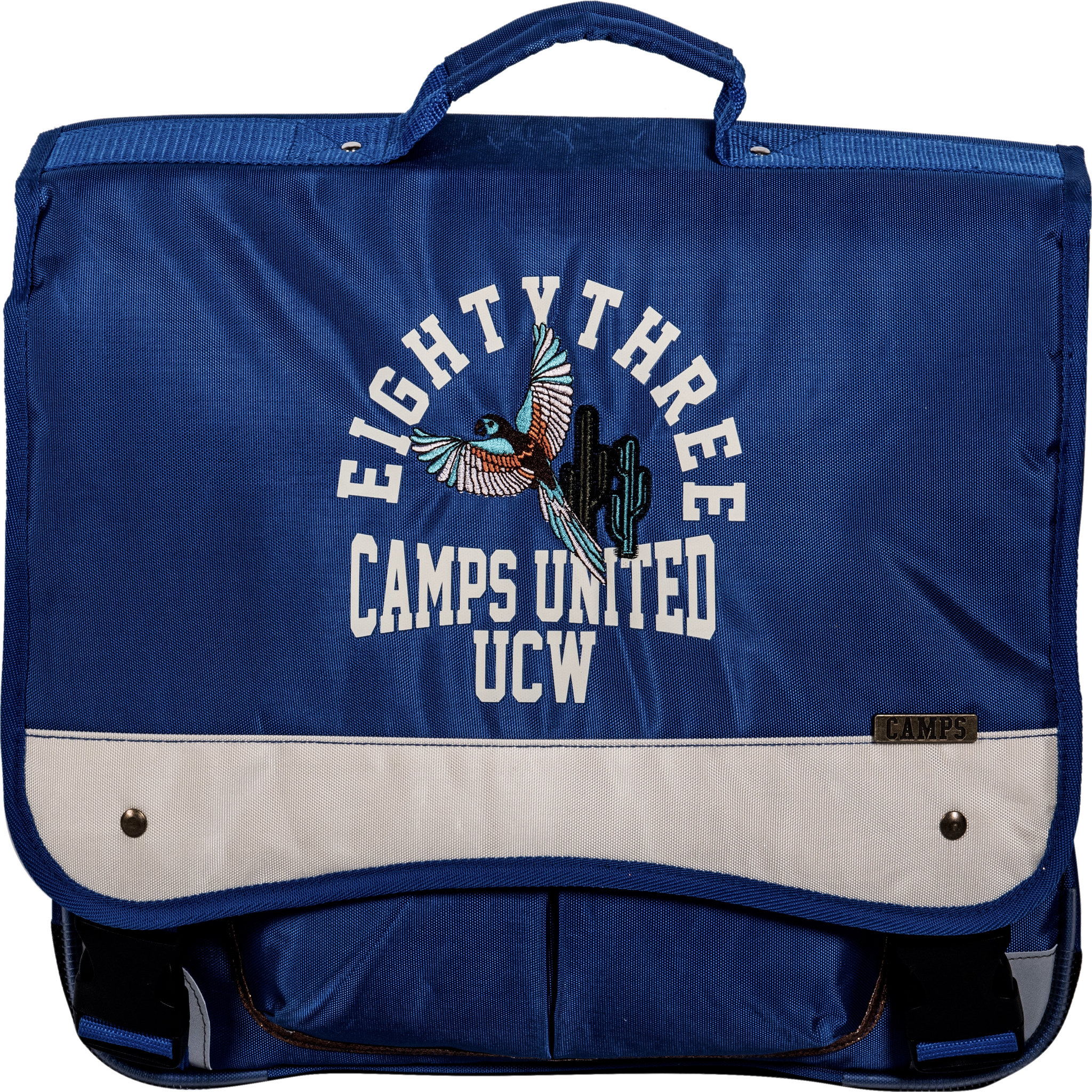 Voir la diapositive 1 :  Cartable 41cm 2 compartiments Camps United Eighty bleu marine