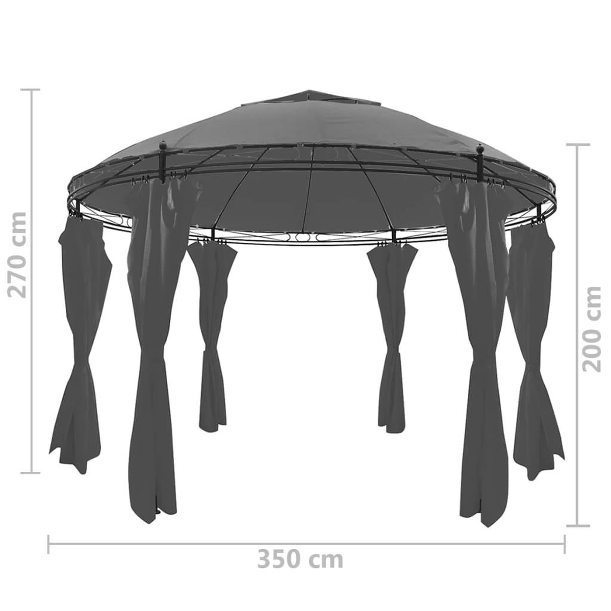 Voir la diapositive 6 : VIDAXL Belvedere avec rideaux Rond 3,5 x 2,7 m Anthracite