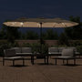 Voir la diapositive 3 : VIDAXL Parasol de jardin a double tete avec LED taupe 449x245 cm