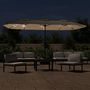 Voir la diapositive 3 : VIDAXL Parasol de jardin a double tete avec LED taupe 449x245 cm