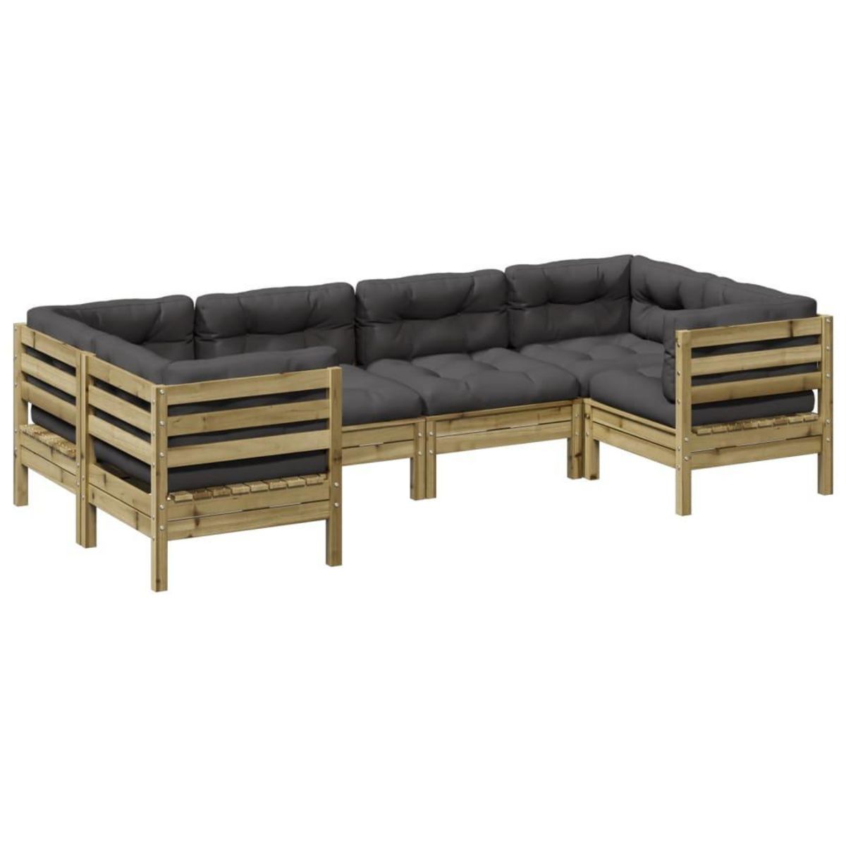 VIDAXL Salon de jardin 6 pcs avec coussins bois de pin impregne